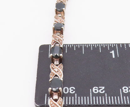 925 Sterling Silver  Vintage Sapphire XO Hugs & Kisses Chain Bracelet  BT8604