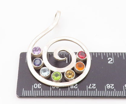 925 Silver Vintage Amethyst Tanzanite Citrine & Multi Stone Pendant PT16811