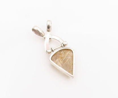 925 Sterling Silver Vintage Pendant Modernist Citrine & Gemstone Charm  PT26247
