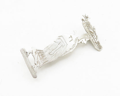 925 Sterling Silver Vintage Etched Person Carrying Basket Brooch Pin BP4240
