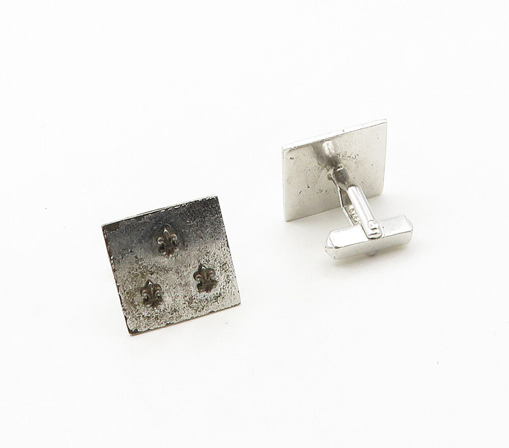 SWANK 925 Sterling Silver  Vintage Fleur De Lis Square Cufflinks  TR2285