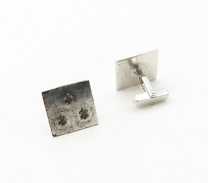 SWANK 925 Sterling Silver  Vintage Fleur De Lis Square Cufflinks  TR2285