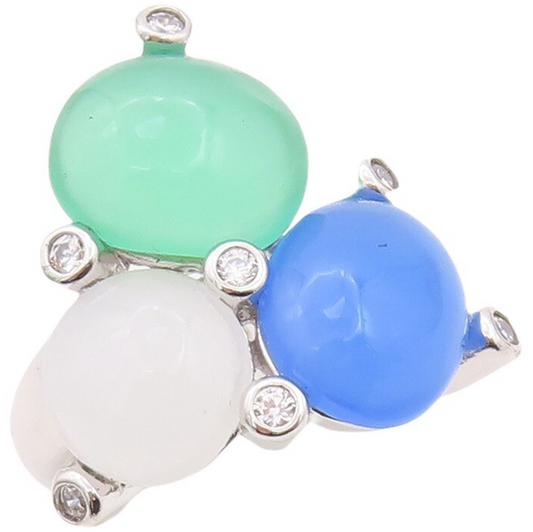 925 Sterling Silver Vintage Ring Multi Color Round Gemstones  Sz 7  RG30026