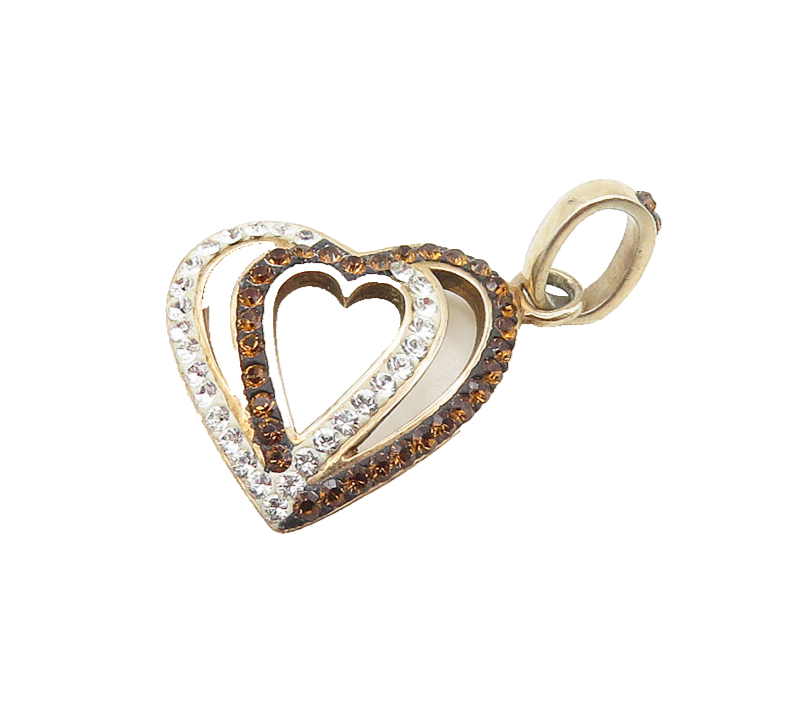 925 Sterling Silver Shiny Topaz Rose Gold Plated Love Heart Pendant PT13766