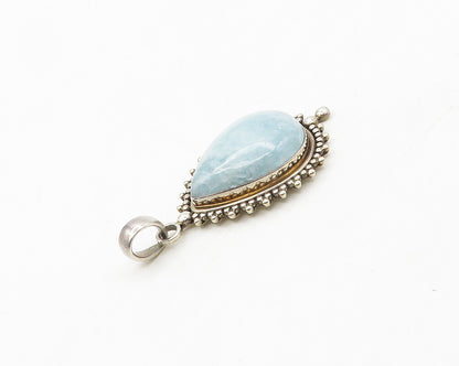 DOUG PAULUS 925 Sterling Silver  Vintage Blue Quartz Tear Drop Pendant PT14393