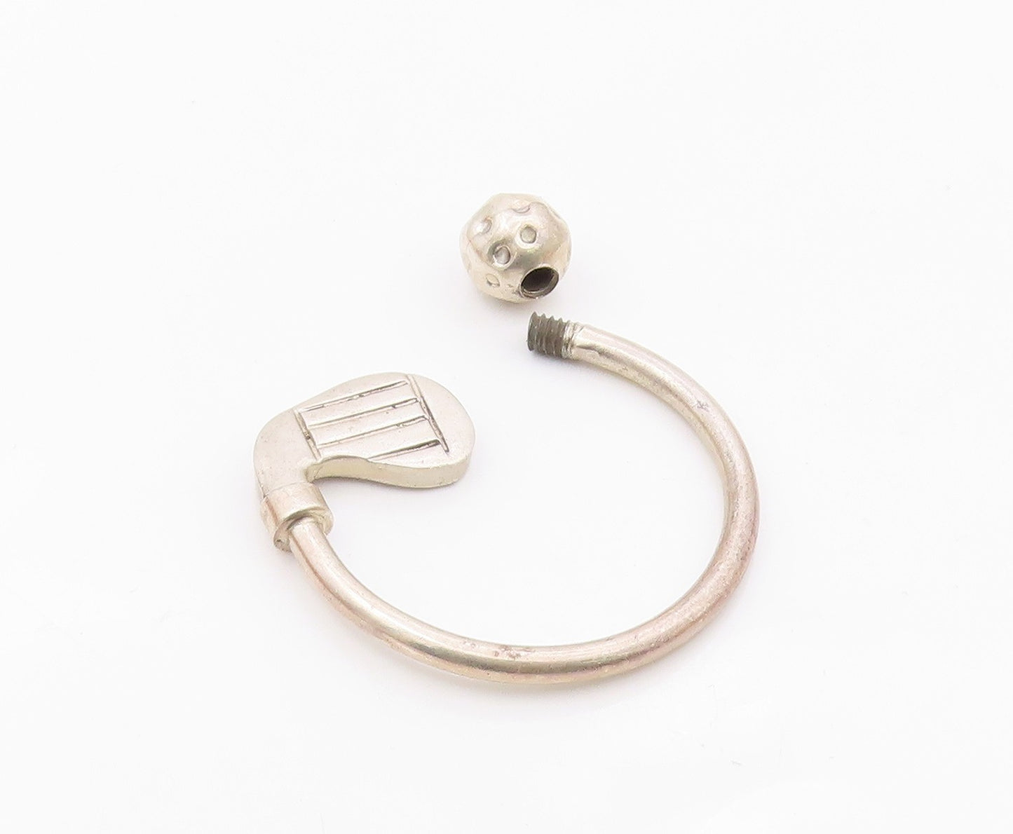 MEXICO 925 Sterling Silver  Vintage Golf Ball & Club Sports Key Ring  TR1948