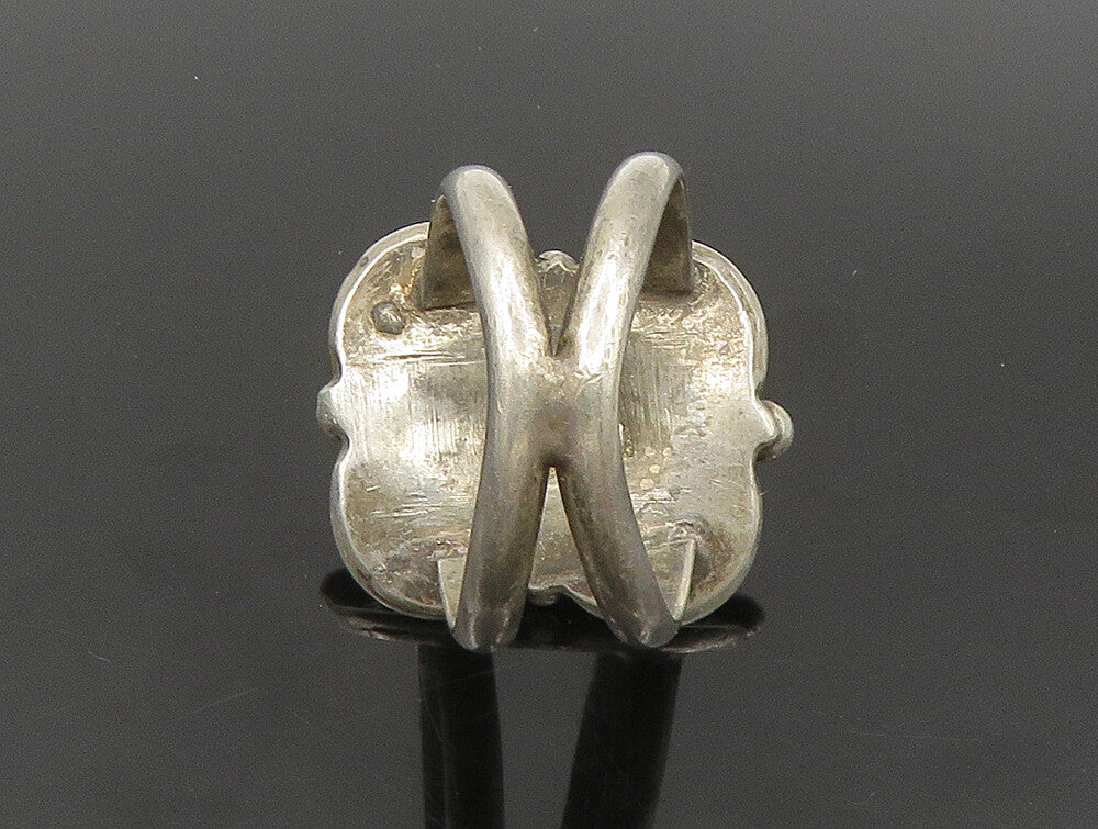 ZUNI NAVAJO 925 Sterling Silver  Vintage Green Jasper Band Ring Sz 8 RG24127