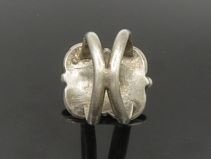 ZUNI NAVAJO 925 Sterling Silver  Vintage Green Jasper Band Ring Sz 8 RG24127