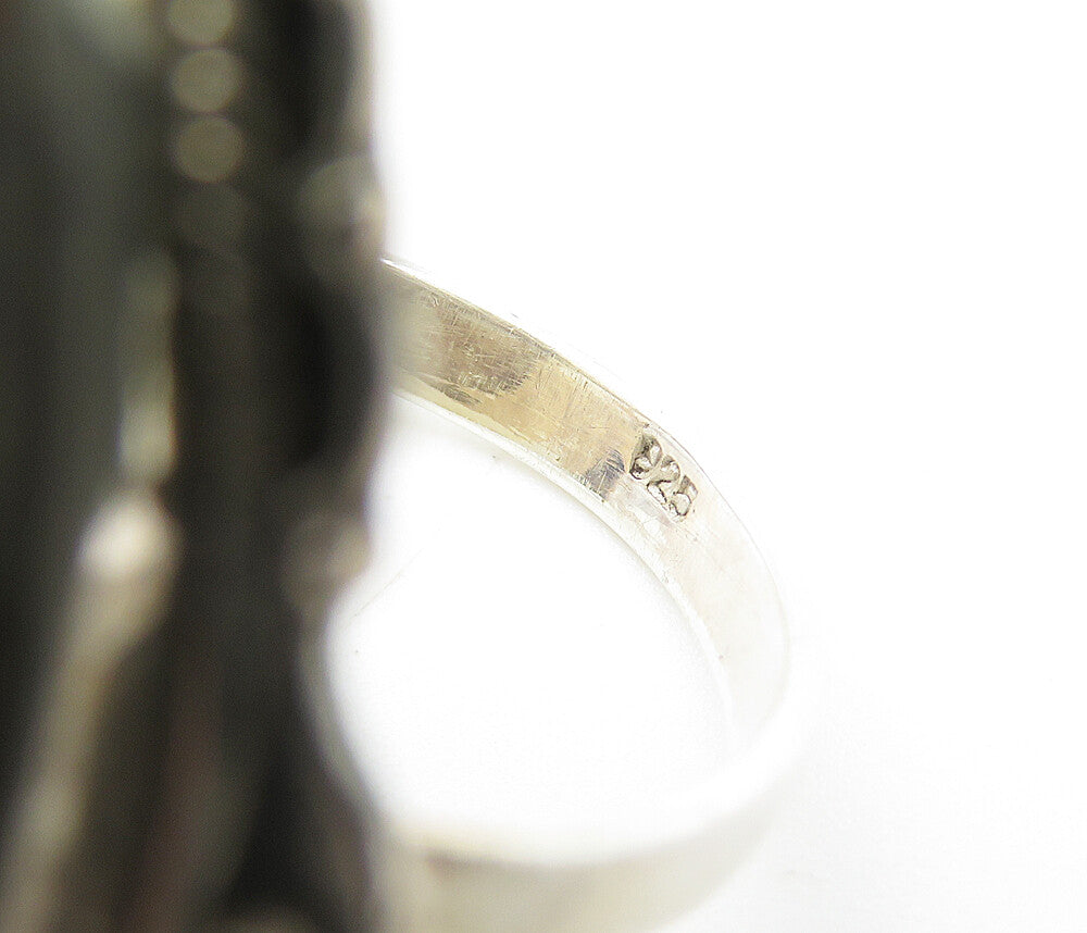 925 Sterling Silver Cabochon Cut Multi Color Jasper Cocktail Ring Sz 8 RG8212