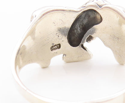 925 Sterling Silver Vintage Ring Designer Dark Tone Flying Eagle Sz 14.5 RG32863