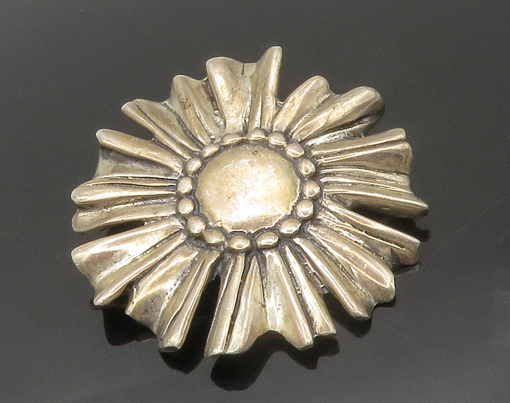 MEXICO 925 Sterling Silver  Vintage Sculpted Flower Motif Brooch Pin  BP5850