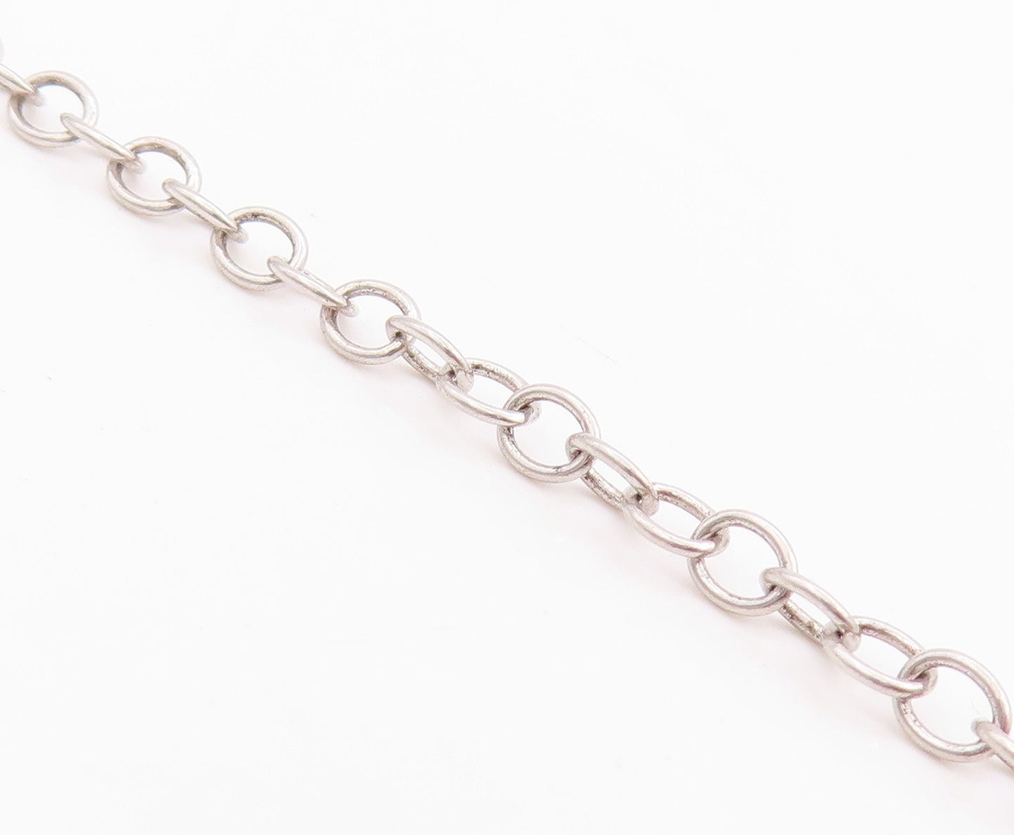 925 Sterling Silver Vintage Necklace Antique Oval Rings Linked Chain  NE4583