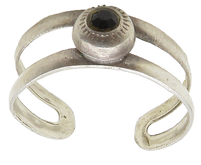 925 Silver Vintage Black Hematite Split Band Ring Sz 6 RG16256