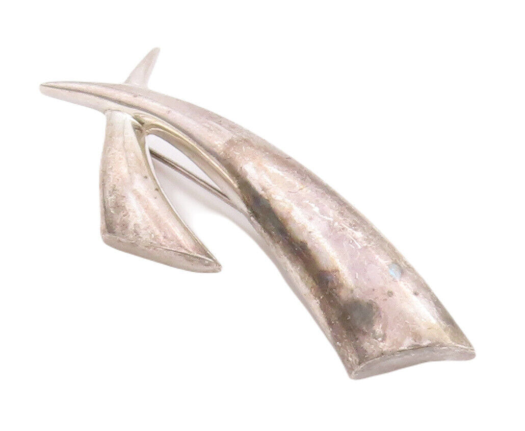 925 Sterling Silver Vintage Brooch Pin KRYPELL Solid Carved Animal Teeth BP10920