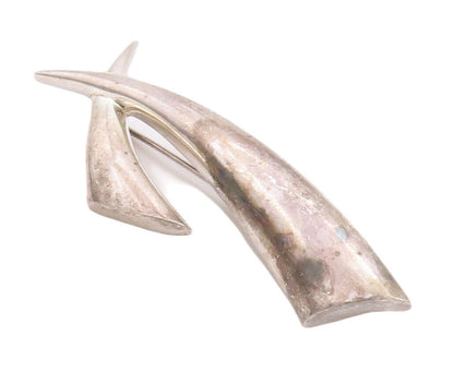 925 Sterling Silver Vintage Brooch Pin KRYPELL Solid Carved Animal Teeth BP10920