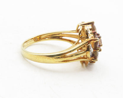 925 Sterling Silver  Topaz Gold Plated Floral Cocktail Ring Sz 6  RG12123