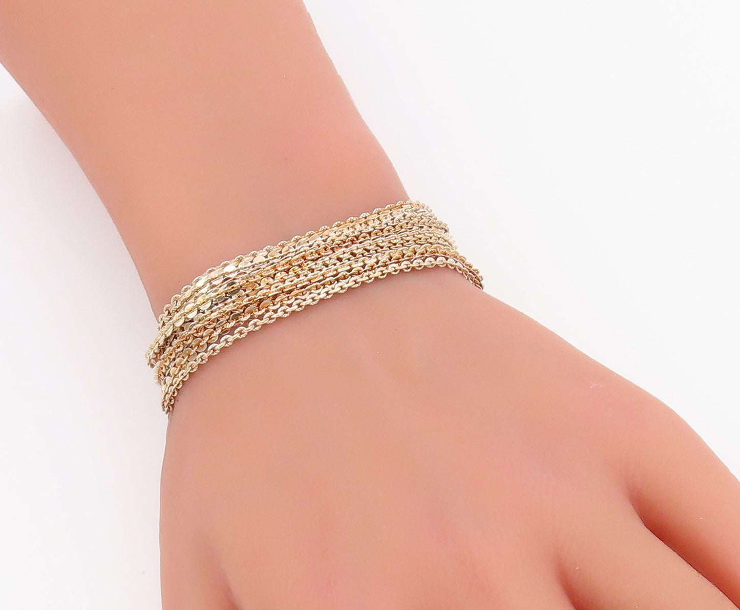 925 Sterling Silver Vintage Bracelet Classic Multi Strand Intricate Link BT11716