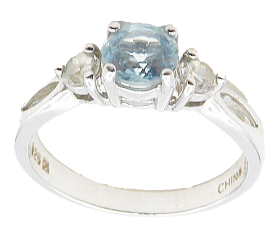 ROSS SIMON 925 Sterling Silver Vintage Topaz Solitaire Accent Ring Sz 8  RG9215
