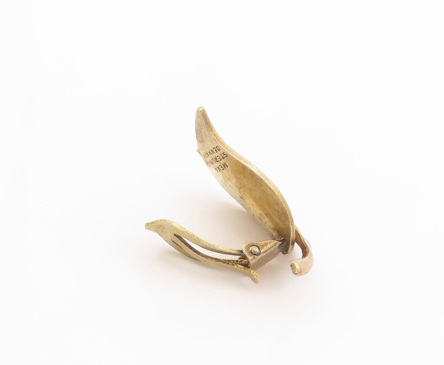 925 Sterling Silver Vintage Earrings MEKA DENMARK Gold Plated Leaves  EG13666