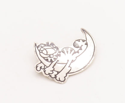925 Sterling Silver Vintage Brooch Pin MEXICO Etched Lazy Cartoon Cat  BP11061