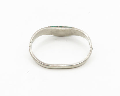 SHEILA MEXICO 925 Silver  Vintage Malachite Shiny Bangle Bracelet  BT7530