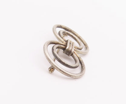 925 Sterling Silver Vintage Brooch Pin Brutalist Symmetric Circles  BP10760