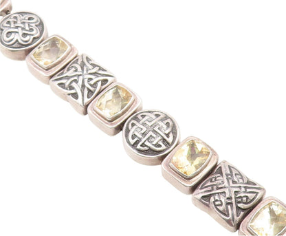 925 Sterling Silver Vintage Bracelet DEBORAH ARMSTRONG Citrine Chain  BT11935