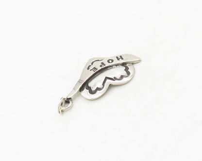 925 Sterling Silver  Shiny Hope Etched Petite Love Heart Pendant  PT14485