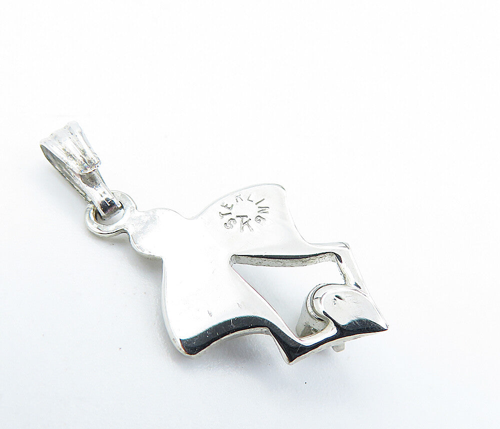 925 Sterling Silver  Genuine Diamond Accented Ribbon Bow Pendant  PT5341
