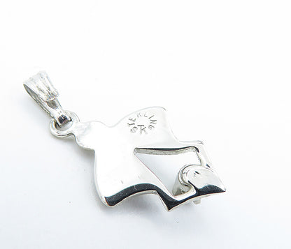 925 Sterling Silver  Genuine Diamond Accented Ribbon Bow Pendant  PT5341