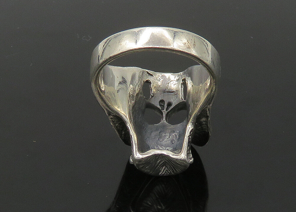 925 Sterling Silver  Vintage Skeleton Head Large Biker Ring Sz 11  RG22670