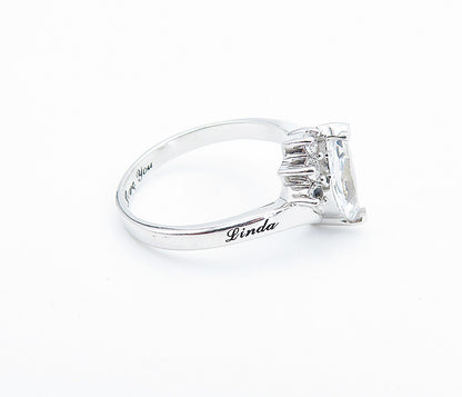 925 Sterling Silver  Cubic Zirconia Linda & Dennis Band Ring Sz 6  RG6071