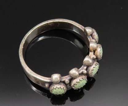 SOUTHWESTERN 925 Silver Vintage Beaded Multi Turquoise Ring Sz 5 RG25429
