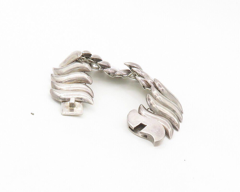 MEXICO 925 Sterling Silver  Vintage Smooth Shiny Swirl Chain Bracelet  BT6730