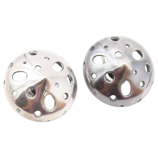 925 Sterling Silver Vintage Earrings PEDRO BOREGAARD Classic Cutout Dome EG14467