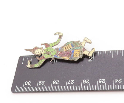 925 Sterling Silver Vintage Brooch SIAM Enameled Thai Khon Dancer Pin  BP11903
