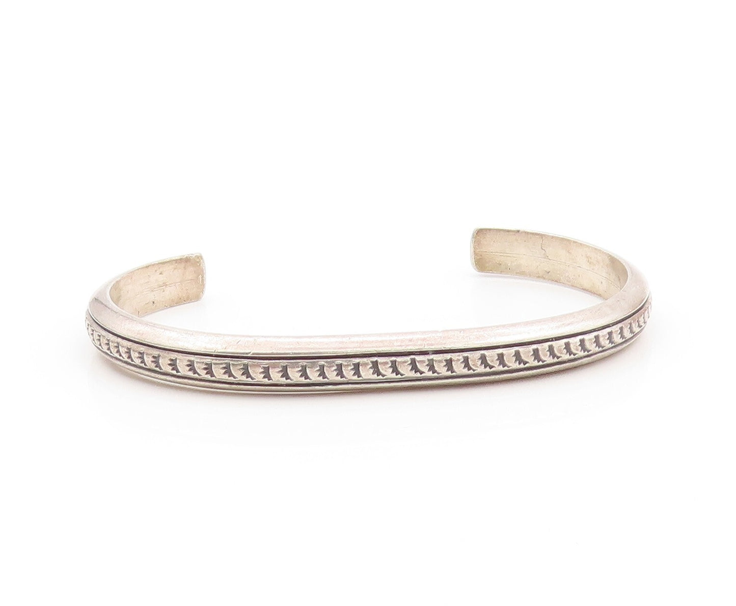 925 Sterling Silver Vintage Bracelet SOUTHWESTERN Dark Tone Etched Cuff BT11170