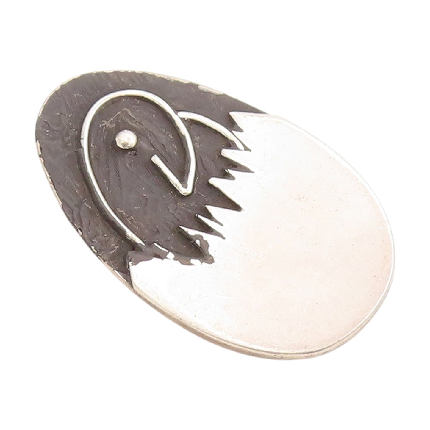 925 Sterling Silver Vintage Brooch Designer Yin & Yang Of The Owl  BP11867