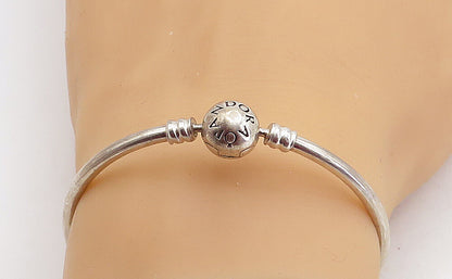 PANDORA 925 Sterling Silver  Vintage Stamped Ball Bead Bangle Bracelet  BT1716