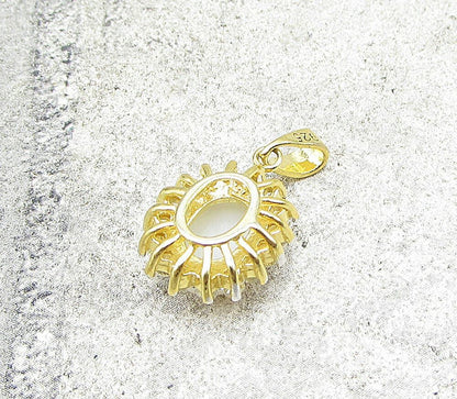 Gold Over 925 Sterling Silver Opal & White Topaz Drop Pendant PT1196