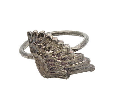 925 Sterling Silver  Vintage Antique Dark Tone Wing Band Ring Sz 8  RG9922