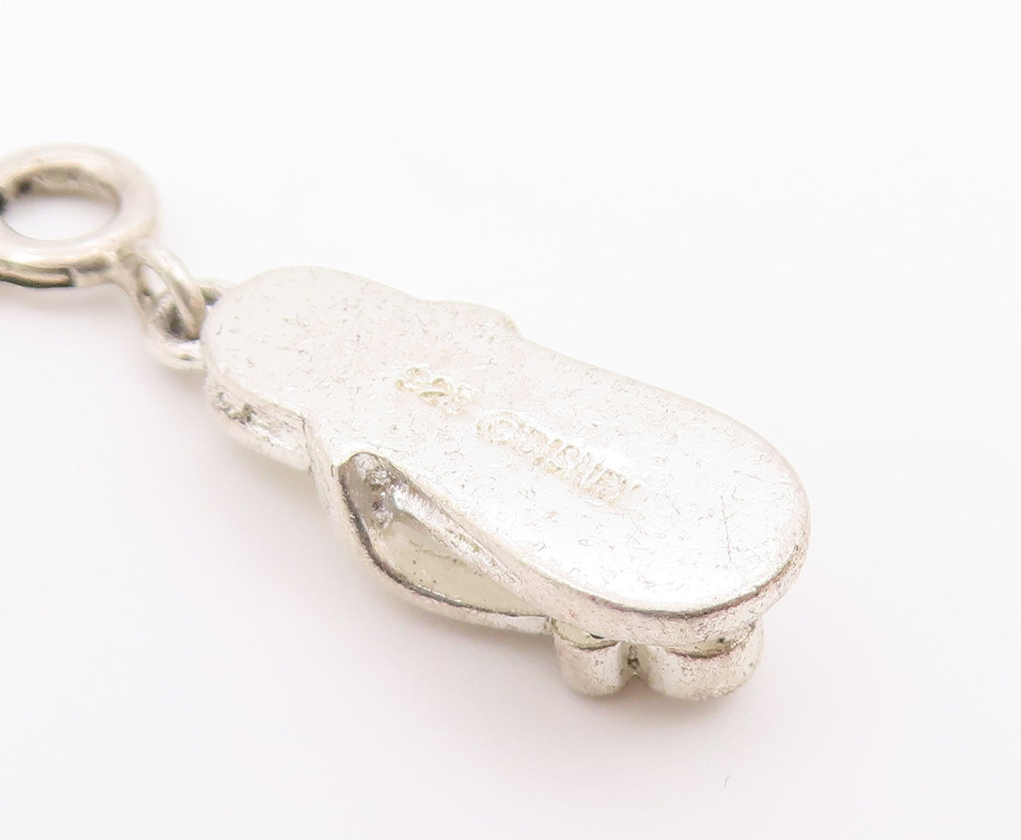 DISNEY 925 Sterling Silver Vintage Petite Topaz Flip Flop Sandal Pendant PT17113