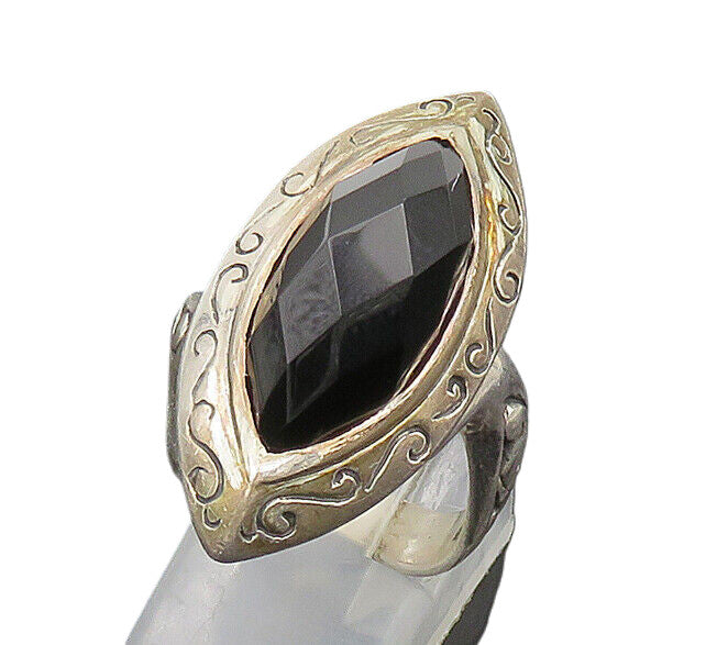 DESIGNER 925 Silver  Vintage Hematite Swirl Cocktail Ring Sz 9.5  RG20079