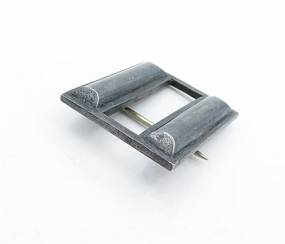 925 Sterling Silver  Vintage Oxidized Square Domed Design Brooch Pin  BP2220