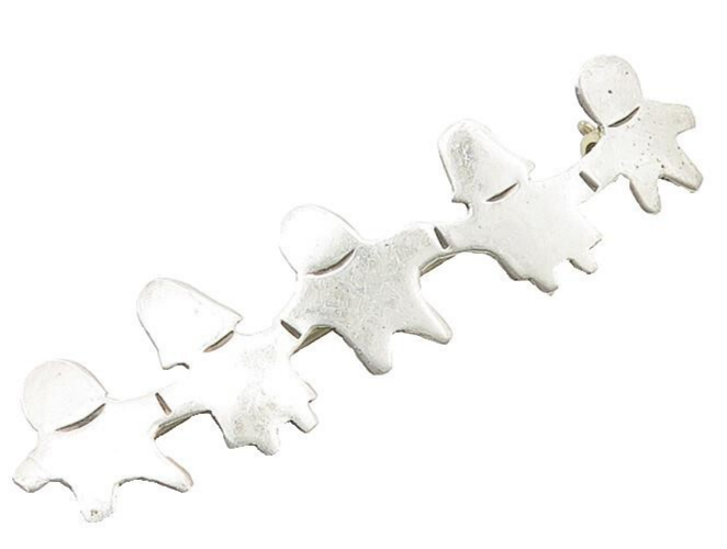 925 Sterling Silver  Vintage People Holding Hands Unity Brooch Pin  BP3689