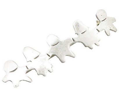 925 Sterling Silver  Vintage People Holding Hands Unity Brooch Pin  BP3689