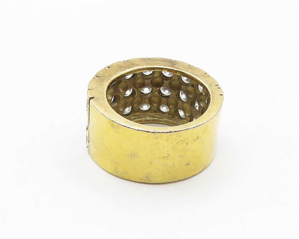 925 Sterling Silver  Vintage Cubic Zirconia Gold Plated Band Ring Sz 6 RG18227