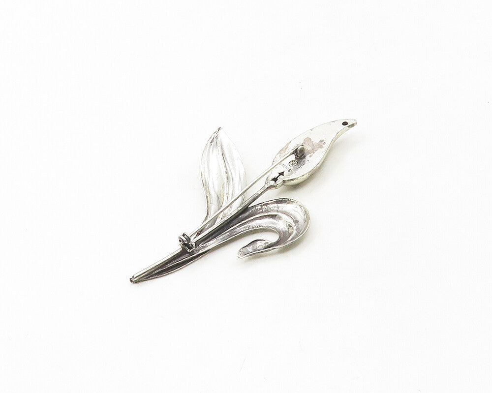 GKCO 925 Sterling Silver  Vintage Single Flower Motif Brooch Pin  BP6751