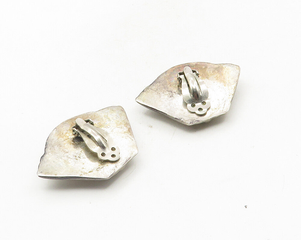 MEXICO 925 Sterling Silver  Vintage Modernist Non Pierce Drop Earrings  EG5137