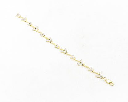 925 Sterling Silver  Genuine Diamonds 2 Tone Butterfly Chain Bracelet  BT4811